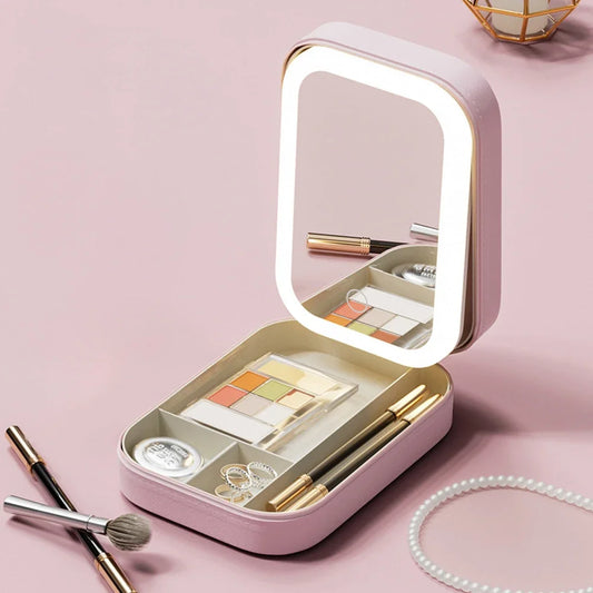 Trousse de maquillage portable avec LED